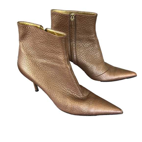 Dolce & Gabbana Pebbled Leather Ankle Booties Heels Pointed toes Italy 41 US 11 - Picture 1 of 11